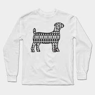 Livestock Boer Goat with Southwest Aztec Pattern Long Sleeve T-Shirt